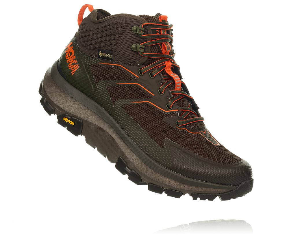 Hoka One One Toa GORE-TEX Vandringskängor Herr Svarta Olivgröna/Orange - SE-6748920
